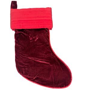 Plush Red Velvet Christmas Stocking 19" Luxury Holiday Decor Large Hanging Boot